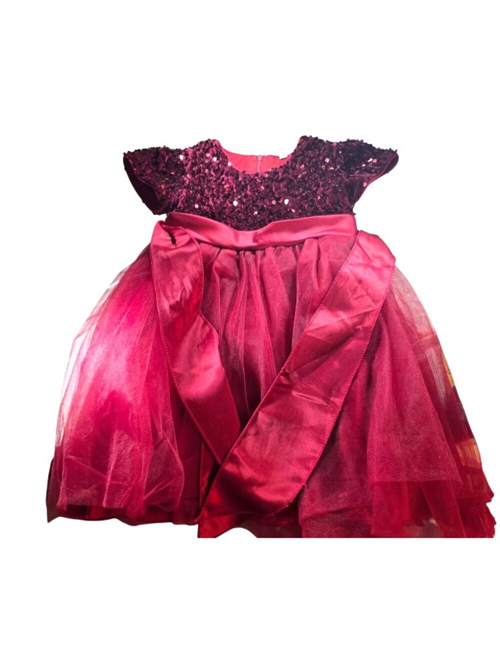 Girls Red Dress Sequin Tulle Party Christmas Holiday outfit Size 4T